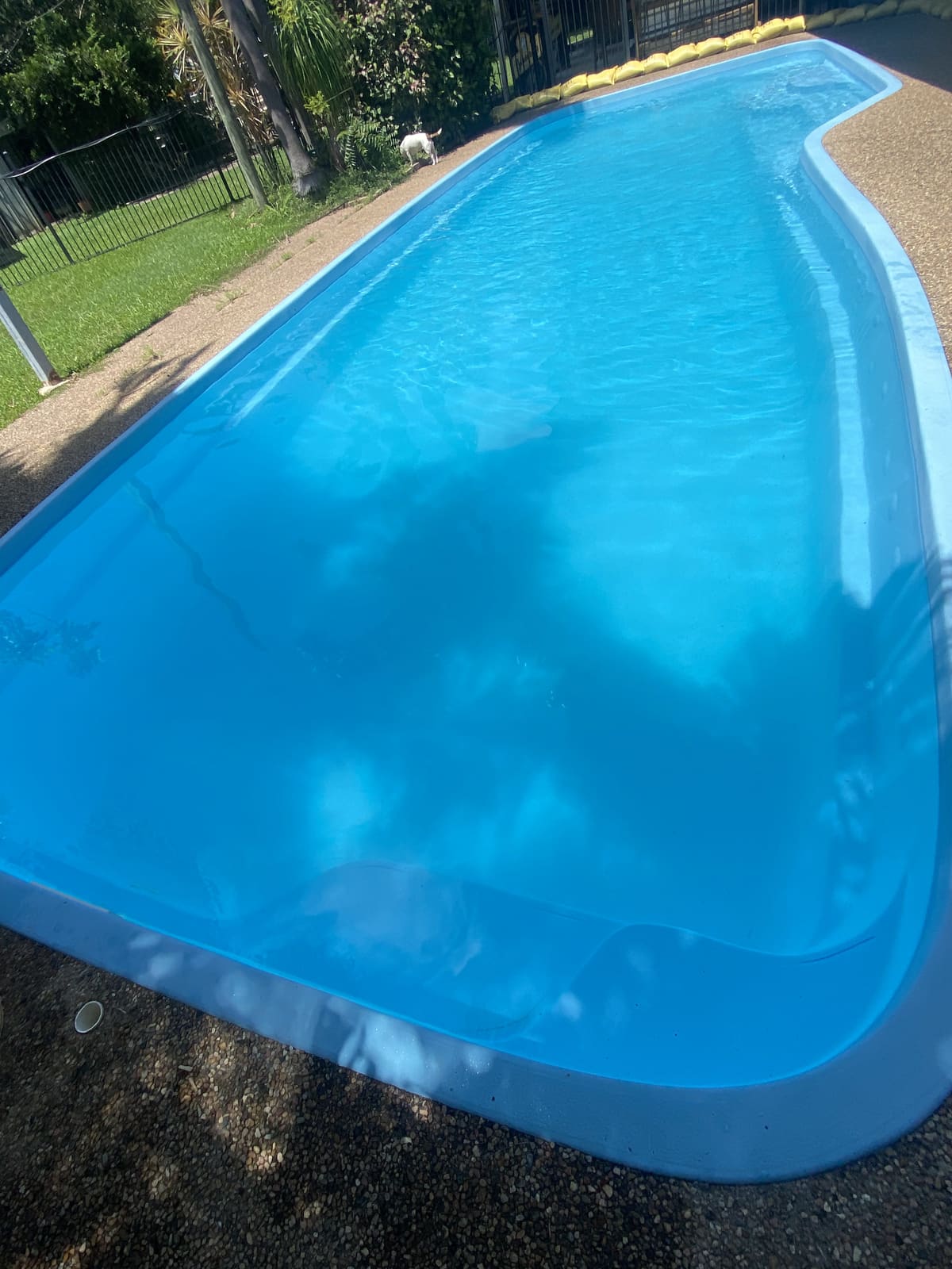 Crystal-clear Townsville fibreglass pool after a recent service