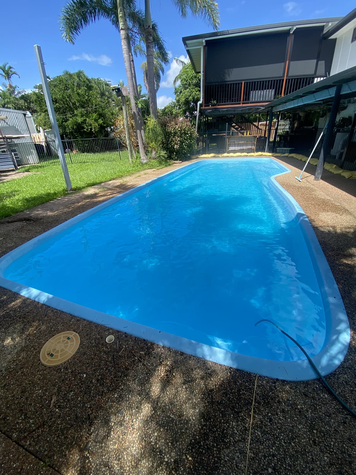 Crystal-clear fibreglass pool in Kelso after service